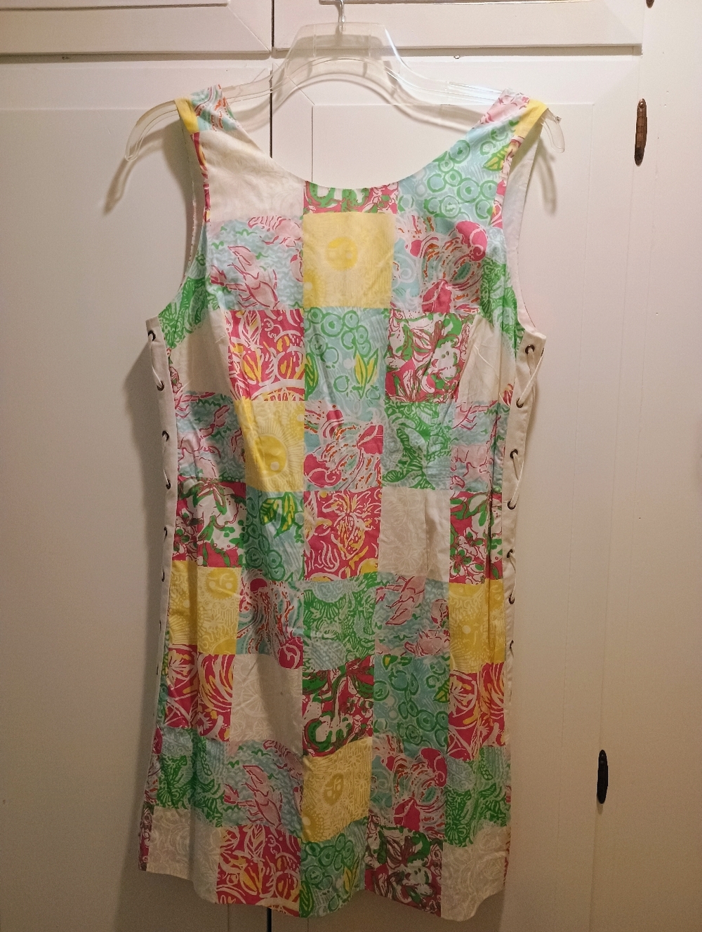 Lilly Pulitzer Delia  Patchwork Dress - Sleeveless With Lace up Side Detail